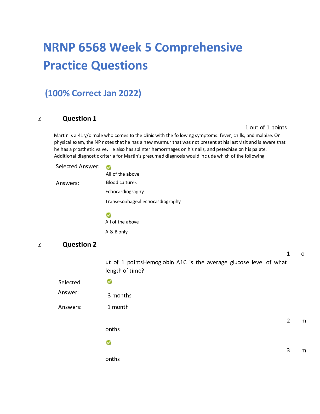 Preview image for NRNP 6568 Week 5 Comprehensive Practice Questions (100% Correct Jan 2022)